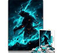 Jigsaw Puzzles 1000 Pieces for Adults Teens Neon Samurai Warrior War Puzzles for Teenagers,Suitable for Desktop Decoration for And Age 14 38x26cm