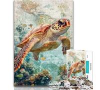 Jigsaw Puzzles 1000 Pieces for Adults Teens Ocean Turtle Adult Puzzles,Suitable for Desktop Decoration for And Age 14 (size 38x26cm)