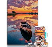 Jigsaw Puzzles 1000 Pieces for Adults Teens Oil Painting of Boat at Sunset,Challenging Game And Family Play Educational Game for Birthday,Chrismas (38x26cm)