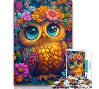 Jigsaw Puzzles 1000 Pieces for Adults Teens Owl Flowers 1000 Piece Puzzle,with Matching Poster And Trivia Sheet for Ages 14+ 50x75cm