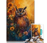 Jigsaw Puzzles 1000 Pieces for Adults Teens Owl Flowers Adult Puzzles,Suitable for Desktop Decoration for And Age 14 (size 75x50cm)