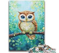 Jigsaw Puzzles 1000 Pieces for Adults Teens Owl Standing on A Tree Stress Reliever Difficult Challenge with Matching Poster And Trivia Sheet 50x75cm