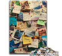 Jigsaw Puzzles 1000 Pieces for Adults Teens Paris Stamp Collage Challenging Game Toys for Is Ideal As A Gift for The Whole Family 26x38cm