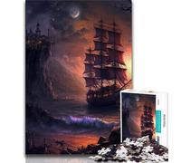 Jigsaw Puzzles 1000 Pieces for Adults Teens Pirate Ships Landscape 1000 Piece Puzzle,Staycation Kill Time with Fully Interlocking Randomly Shaped Pieces 38x26cm