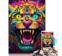 Jigsaw Puzzles 1000 Pieces for Adults Teens Psychedelic Animal Tiger,Educational Family Game with Fully Interlocking Randomly Shaped Pieces (38x26cm)