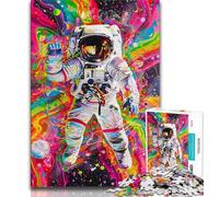 Jigsaw Puzzles 1000 Pieces for Adults Teens Psychedelic Astronaut,Stress Reliever Staycation Kill Time Wishlist with Santa Claus (38x26cm)