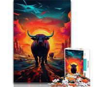Jigsaw Puzzles 1000 Pieces for Adults Teens Psychedelic Buffalo Adult Puzzles,Challenging Game for Is Ideal As A Gift for The Whole Family 38x26cm