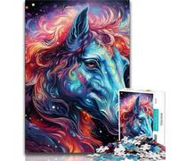 Jigsaw Puzzles 1000 Pieces for Adults Teens Psychedelic Colored Horses Teenager Puzzles,Learning Educational Toys Family Games Unique Birthday And Gifts 26x38cm