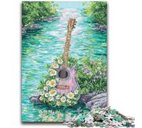 Jigsaw Puzzles 1000 Pieces for Adults Teens Psychedelic Guitar 1000 Piece Puzzle,with Matching Poster And Trivia Sheet for Ages 14+ (50x75cm)