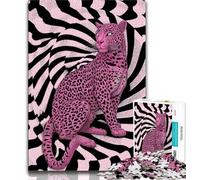 Jigsaw Puzzles 1000 Pieces for Adults Teens Psychedelic Pink Leopard Puzzles for Teenagers,Challenging Family Activity Games DIY Toy for Home Wall Decor Gifts (size 75x50cm)