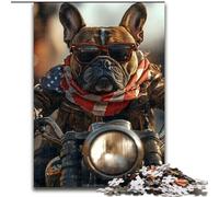 Jigsaw Puzzles 1000 Pieces for Adults Teens Pug Riding A Motorcycle,Decompressing Intellectual Educational Toy Birthday Present,Gifts 38x26cm