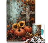 Jigsaw Puzzles 1000 Pieces for Adults Teens Pumpkin Cross Puzzles,Stress Reliever Difficult Challenge Secret Santa Gifts 38x26cm