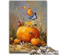 Jigsaw Puzzles 1000 Pieces for Adults Teens Pumpkins And Blue Butterflies Puzzles,Birthday Present, Gifts, Wall Art for Age 14 Years Up (38x26cm)