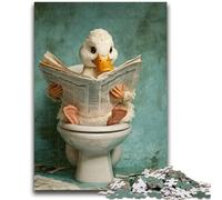 Jigsaw Puzzles 1000 Pieces for Adults Teens Reading Duck Family Fun with Matching Poster And Trivia Sheet for Age 14+ 26x38cm