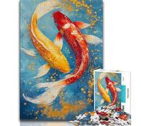 Jigsaw Puzzles 1000 Pieces for Adults Teens Red And Yellow Koi Fish,Stress Reliever Staycation Kill Time Wishlist with Santa Claus (75x50cm)