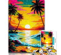 Jigsaw Puzzles 1000 Pieces for Adults Teens Retro Beach Sunset Teenager Puzzles,Learning Educational Toys Family Games Unique Birthday And Gifts 26x38cm