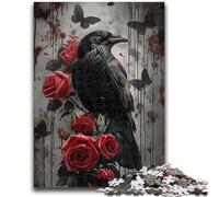 Jigsaw Puzzles 1000 Pieces for Adults Teens Rose Crow Puzzles for Teenagers,Staycation Kill Time with Fully Interlocking Randomly Shaped Pieces (26x38cm)