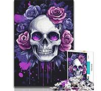 Jigsaw Puzzles 1000 Pieces for Adults Teens Rose Skull,Challenging Game And Family Play Educational Game for Birthday,Chrismas (75x50cm)