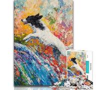 Jigsaw Puzzles 1000 Pieces for Adults Teens Running Border Collie Puzzles for Adults,Vibrant And Unique Design Relaxing & Challenging Puzzle Experience 75x50cm