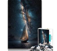 Jigsaw Puzzles 1000 Pieces for Adults Teens Sail Boat Milky Way Adult Puzzles,Challenging Game for Is Ideal As A Gift for The Whole Family 75x50cm
