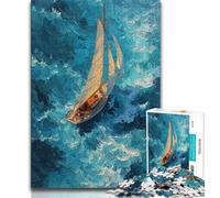Jigsaw Puzzles 1000 Pieces for Adults Teens Sailboat Oil Painting,Challenging Game for Is Ideal As A Gift for The Whole Family (38x26cm)