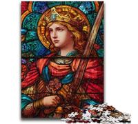 Jigsaw Puzzles 1000 Pieces for Adults Teens Saint A Stained Glass 1000 Pieces for Adults,Stress Reliever Difficult Challenge Secret Santa Gifts (50x75cm)