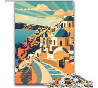 Jigsaw Puzzles 1000 Pieces for Adults Teens Santorini Sunset, Suitable for People Aged 14 And Above Educational Games Secret Santa Gifts 75x100cm