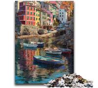 Jigsaw Puzzles 1000 Pieces for Adults Teens Seaside City View Stress Reliever Difficult Challenge with Matching Poster And Trivia Sheet 50x75cm