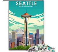 Jigsaw Puzzles 1000 Pieces for Adults Teens Seattle Washington Travel Staycation Kill Time with Fully Interlocking Randomly Shaped Pieces (50x75cm) 1000pcs