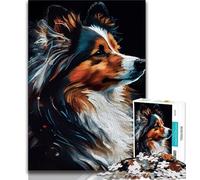 Jigsaw Puzzles 1000 Pieces for Adults Teens Shetland Sheepdog Dog Puzzles for Teenagers,Suitable for Desktop Decoration for And Age 14 38x26cm