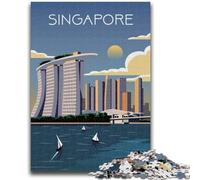 Jigsaw Puzzles 1000 Pieces for Adults Teens Singapore City Art Travel 1000 Piece Puzzle,Staycation Kill Time with Fully Interlocking Randomly Shaped Pieces (26x38cm)