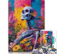 Jigsaw Puzzles 1000 Pieces for Adults Teens Skull Flowers Puzzles for Adults,Vibrant And Unique Design Relaxing & Challenging Puzzle Experience 38x26cm