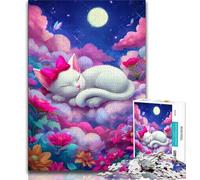 Jigsaw Puzzles 1000 Pieces for Adults Teens Sleeping Cat Adult Puzzles,Learning Educational Toys Family Games Gifts for Friends And Family 26x38cm