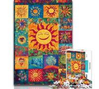 Jigsaw Puzzles 1000 Pieces for Adults Teens Smiling Sun Collage,Stress Reliever Staycation Kill Time with Matching Poster And Trivia Sheet (38x26cm)