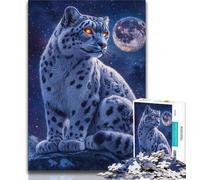Jigsaw Puzzles 1000 Pieces for Adults Teens Snow Leopard Under The Moon,family Fun Games Fun at Home Activities,Birthday Present,Travel Gifts (38x26cm)