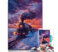 Jigsaw Puzzles 1000 Pieces for Adults Teens Snow Train Sunset Adult Jigsaw,Learning Educational Toys Family Games Unique Birthday And Gifts 26x38cm