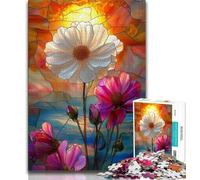 Jigsaw Puzzles 1000 Pieces for Adults Teens Stained Glass Flowers 1000 Piece Jigsaw,Educational Stress Relief Toy Gifts for Friends And Family (size 38x26cm)