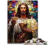 Jigsaw Puzzles 1000 Pieces for Adults Teens Stained Glass Jesus for Age 14+ Challenging To Complete But Fun And Humorous Great Gifts And Toys 50x75cm