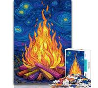 Jigsaw Puzzles 1000 Pieces for Adults Teens Starry Sky Bonfire,Challenging Game for Is Ideal As A Gift for The Whole Family (38x26cm)