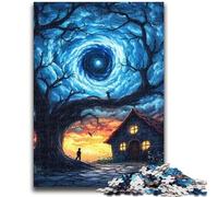 Jigsaw Puzzles 1000 Pieces for Adults Teens Starry Sky Tree House Adult Jigsaw,Learning Educational Toys Family Games Unique Birthday And Gifts (26x38cm)