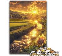 Jigsaw Puzzles 1000 Pieces for Adults Teens Sunflower Landscape Puzzles,Stress Reliever Difficult Challenge Secret Santa Gifts (38x26cm)