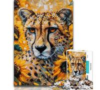 Jigsaw Puzzles 1000 Pieces for Adults Teens Sunflower Leopard,Challenging Game for Is Ideal As A Gift for The Whole Family 50x75cm