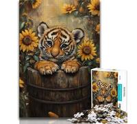 Jigsaw Puzzles 1000 Pieces for Adults Teens Sunflower Tiger,Challenging Game for Is Ideal As A Gift for The Whole Family (75x50cm)