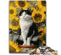 Jigsaw Puzzles 1000 Pieces for Adults Teens Sunflowers And Cats 1000 Piece Jigsaw,is Ideal As Gifts for The Whole Family Suitable for And 14 (75x50cm)