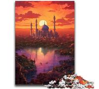 Jigsaw Puzzles 1000 Pieces for Adults Teens Sunset over The City with Trees Puzzles for Teenagers,Staycation Kill Time with Fully Interlocking Randomly Shaped Pieces (26x38cm)