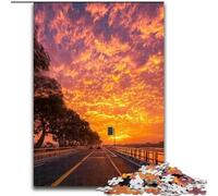 Jigsaw Puzzles 1000 Pieces for Adults Teens Sunset Road,Stress Reliever Difficult Challenge Unique Home Decor And Gifts 38x26cm