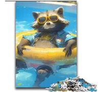 Jigsaw Puzzles 1000 Pieces for Adults Teens Swimming Otter,Family Entertainment Toys with Matching Poster And Trivia Sheet 38x52cm