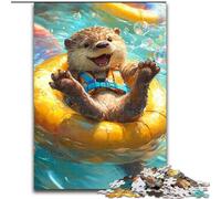 Jigsaw Puzzles 1000 Pieces for Adults Teens Swimming Otter, Learning Educational for Is Ideal As A Gift for The Whole Family (Size50x75cm)