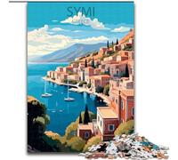 Jigsaw Puzzles 1000 Pieces for Adults Teens Symi Greece, for Educational Game Challenge Toy Enhance Memory for Age 14 26x38cm
