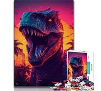 Jigsaw Puzzles 1000 Pieces for Adults Teens T Rex Dinosaur Sunset Adult Puzzles,Challenging Game for Is Ideal As A Gift for The Whole Family 75x50cm